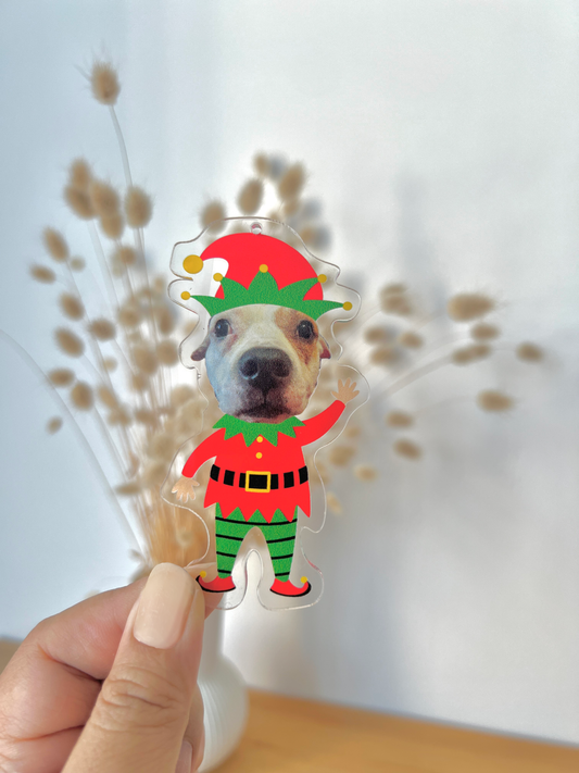 Holiday Pet Elf Acrylic Ornament - Turn Your Pet into Santa's Cutest Little Helper!