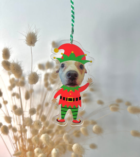 Holiday Pet Elf Acrylic Ornament - Turn Your Pet into Santa's Cutest Little Helper!