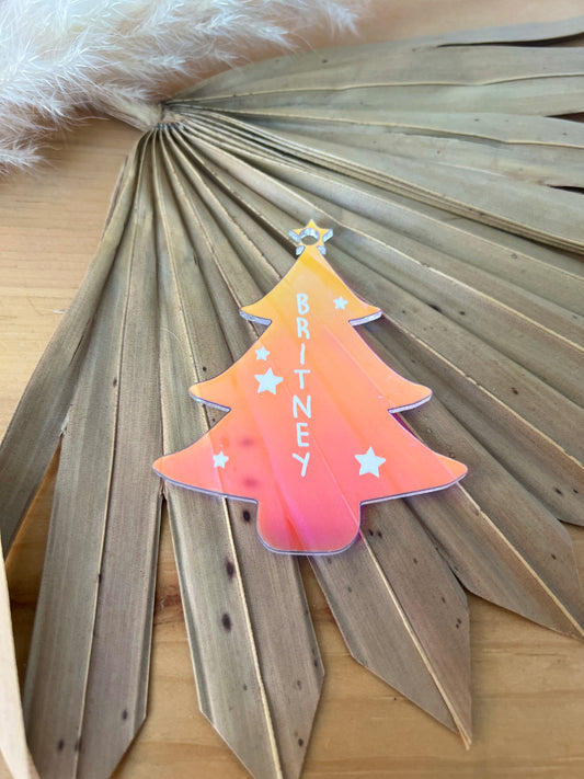 Festive Tree Acrylic Ornament - Custom Name