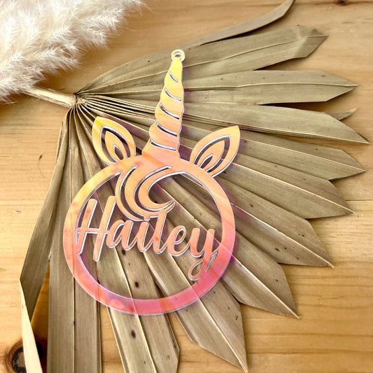 Unicorn Acrylic Ornament - Custom Name