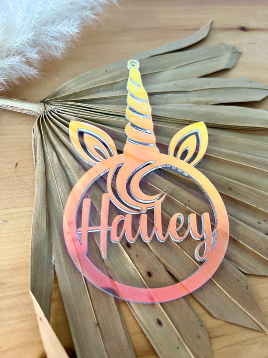 Unicorn Acrylic Ornament - Custom Name