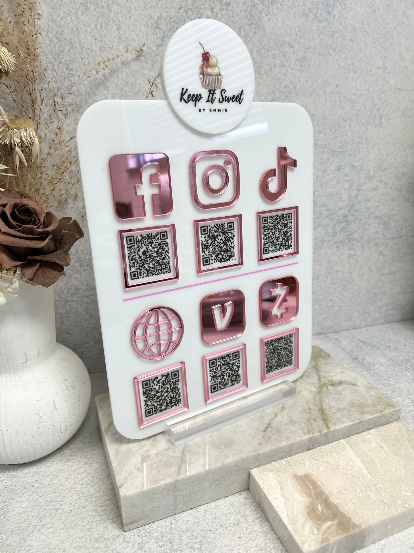 Social Media Sign - QR code with Your Logo (3-4 QR Codes)