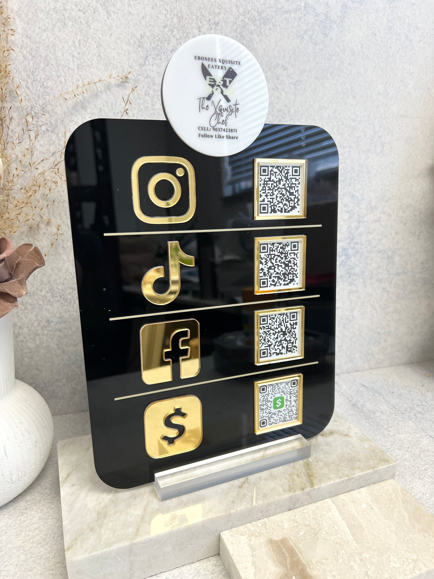 Social Media Sign - QR code with Your Logo (3-4 QR Codes)