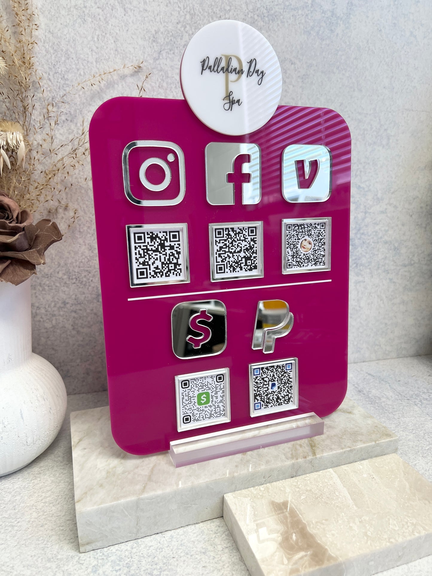 Social Media Sign - QR code with Your Logo (3-4 QR Codes)