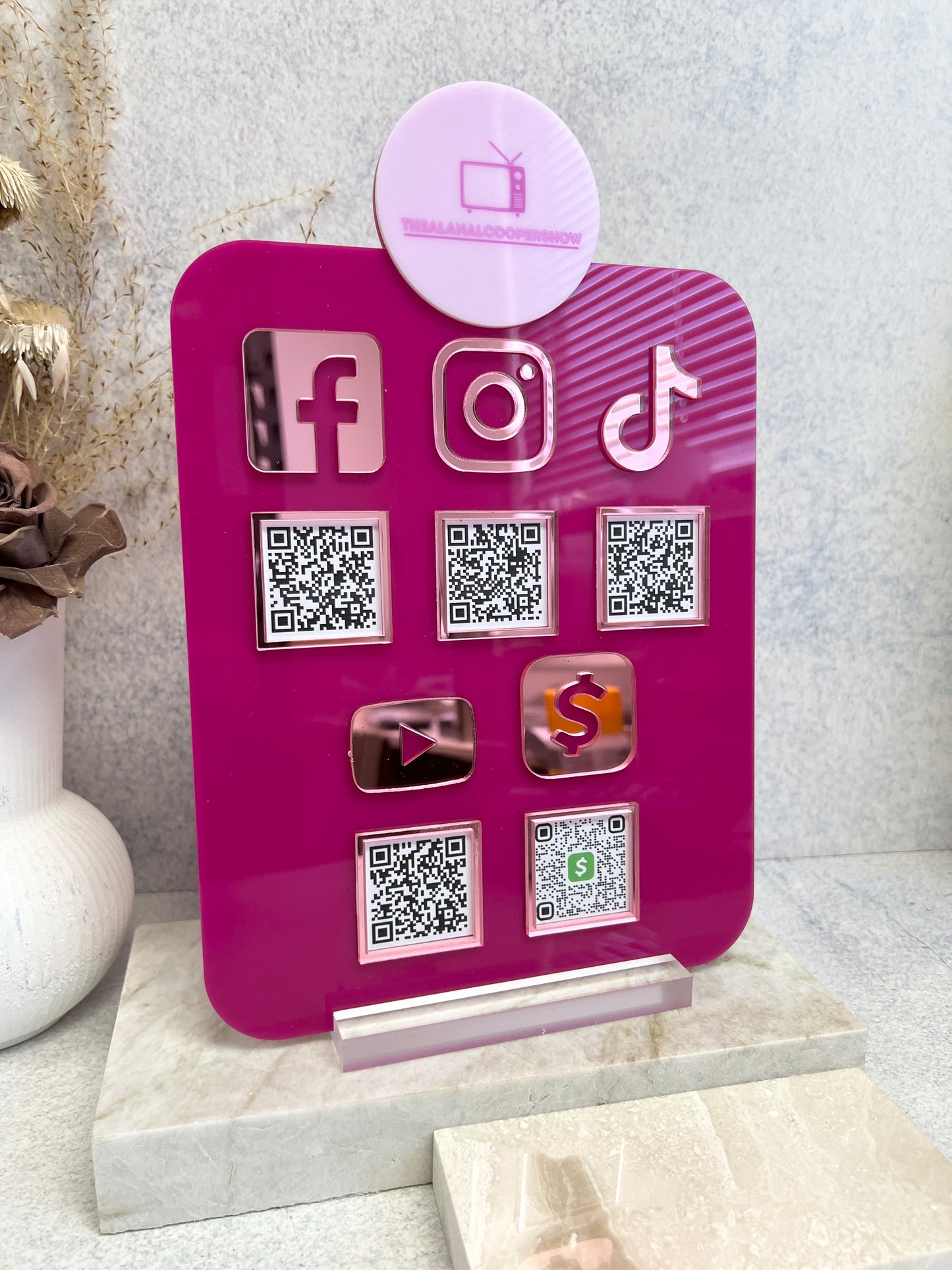 Social Media Sign - QR code with Your Logo (3-4 QR Codes)