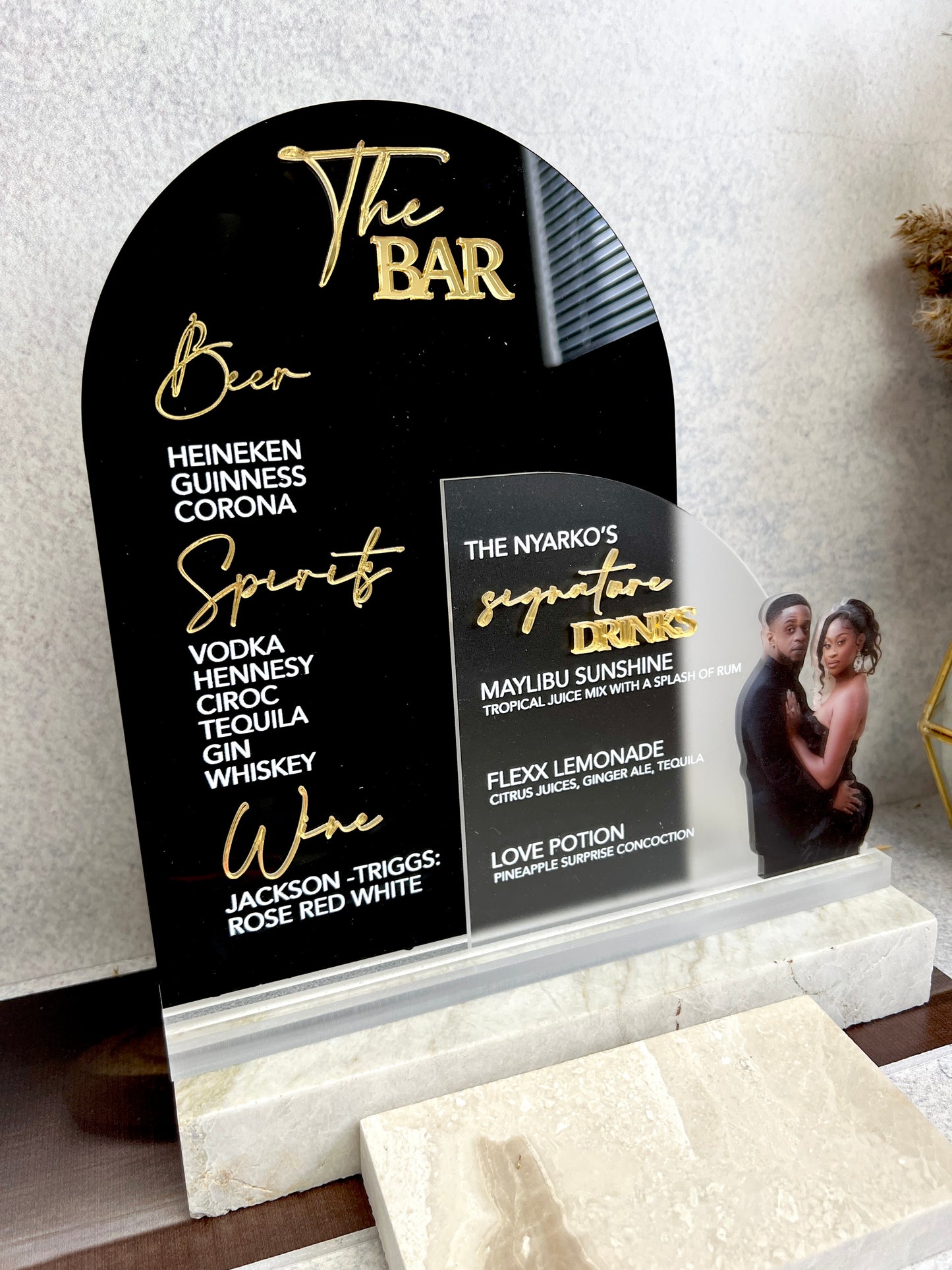 Double Arch Bar Menu with custom Photo Cutout