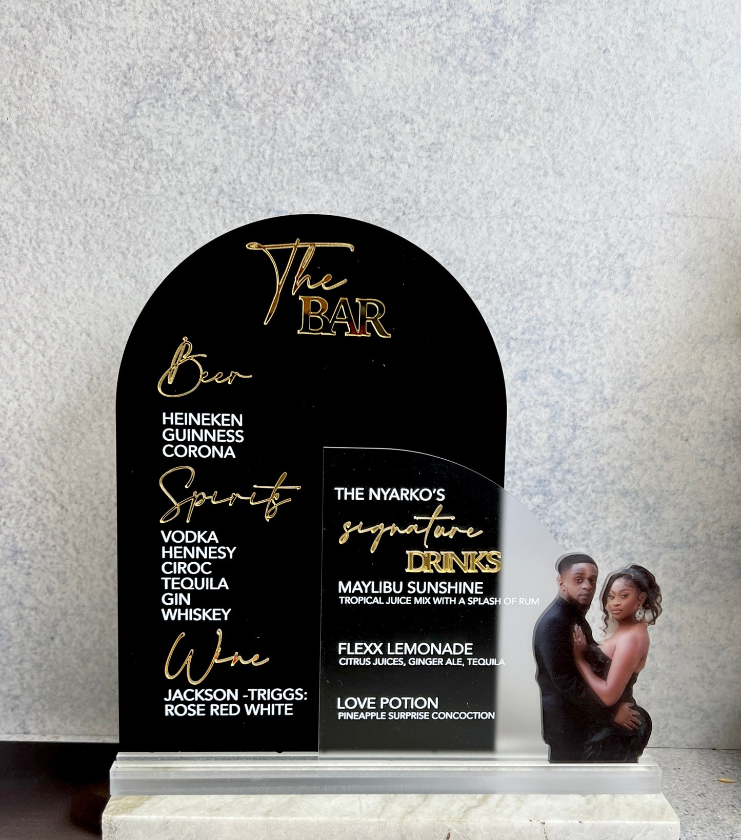 Double Arch Bar Menu with custom Photo Cutout