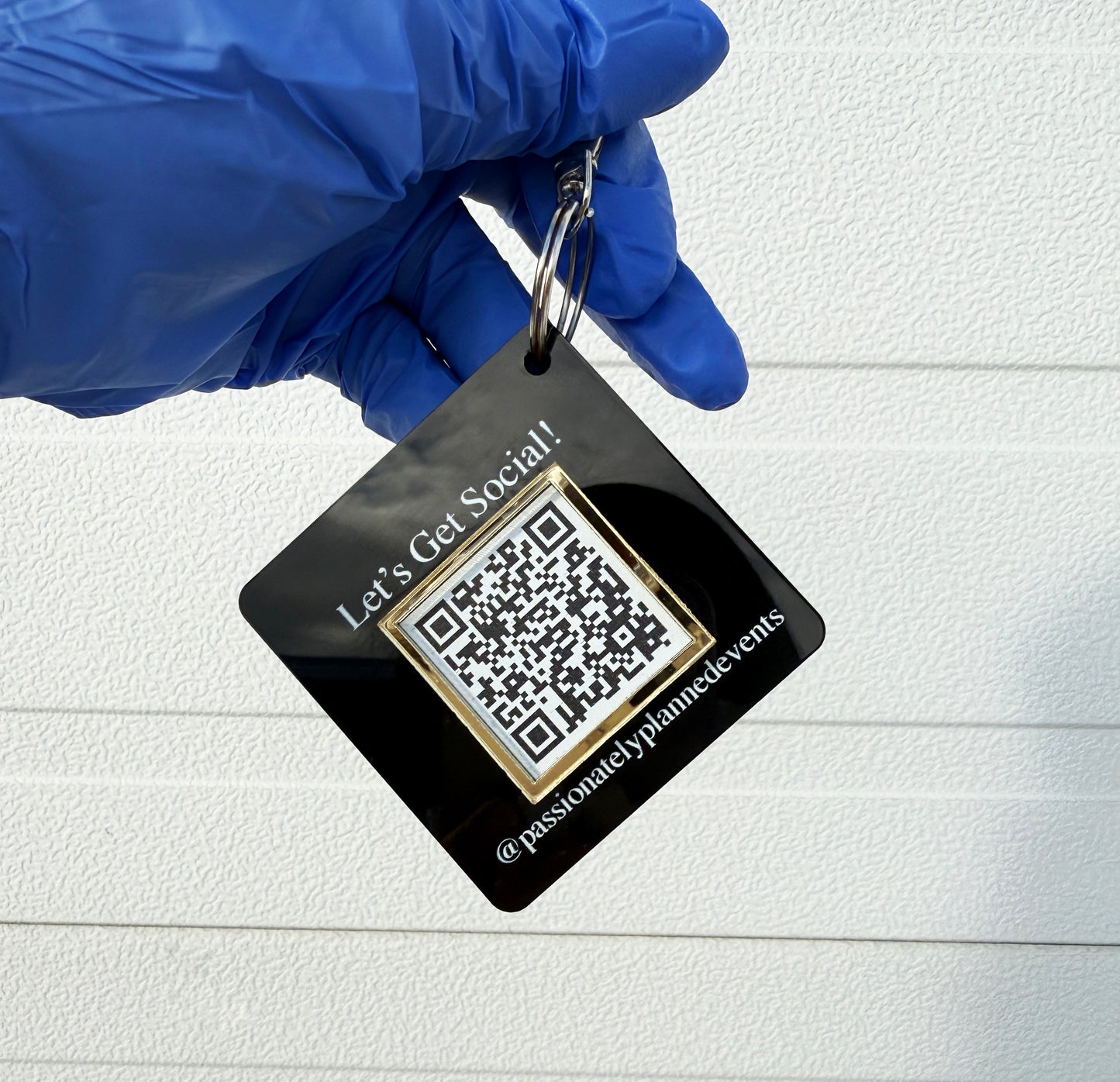 Acrylic QR Code Keychain Tag with 3D Acrylic Border/Frame