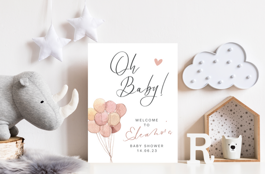 Welcome Sign - Foam Print - Gender Neutral "Oh Baby" Baby Shower