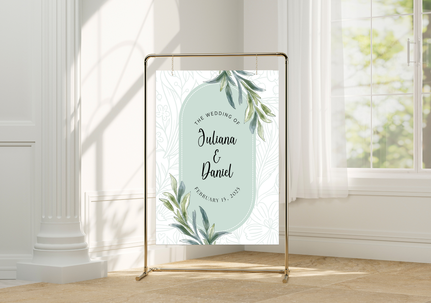 Welcome Sign - Foam Print - Wedding - Oval Sage