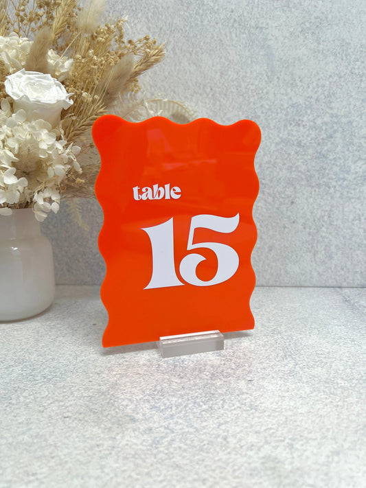 Wave Edge Table Number - Retro Font