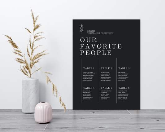 Seating Chart - UV Printed Foam - Wedding