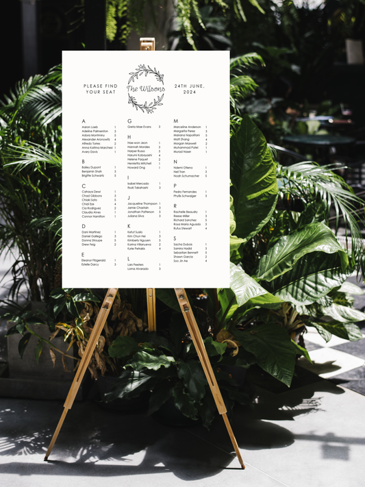 Seating Chart - UV Printed Foam - Wedding