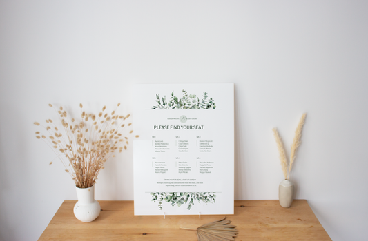 Seating Chart - UV Printed Foam - Wedding Eucalyptus