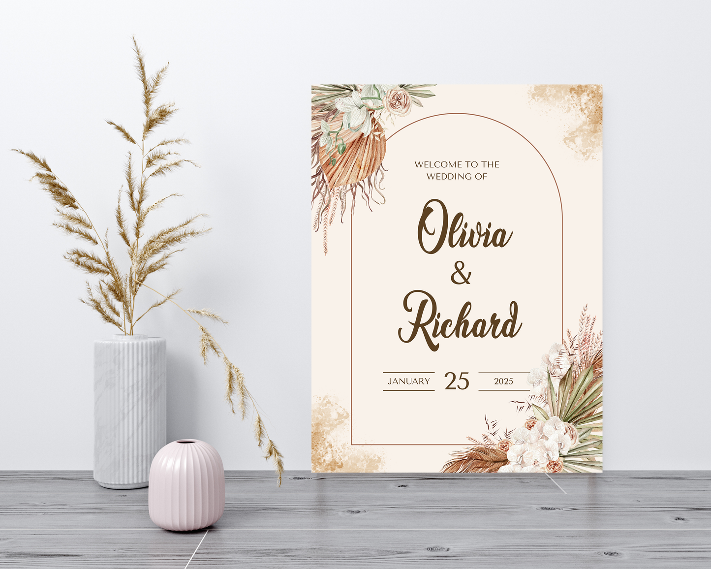 Welcome Sign - Foam Print - Wedding Dried Flowers