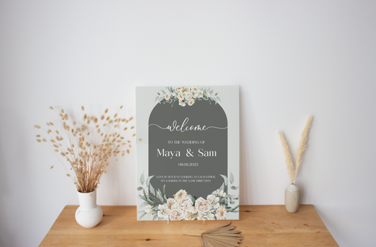 Welcome Sign - Foam Print - Sage Floral Wedding