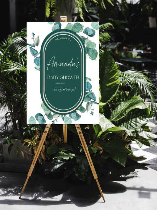 Welcome Sign - Foam Print - Gender Neutral Eucalyptus Baby Shower