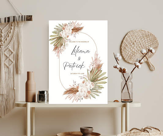 Welcome Sign - Foam Print - Wedding Sign - Dried Flowers