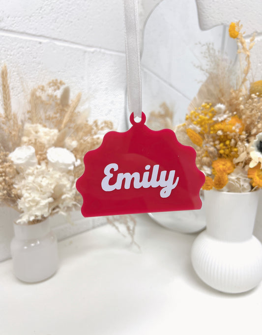 Scalloped Edge Arch Ornament - Custom Name